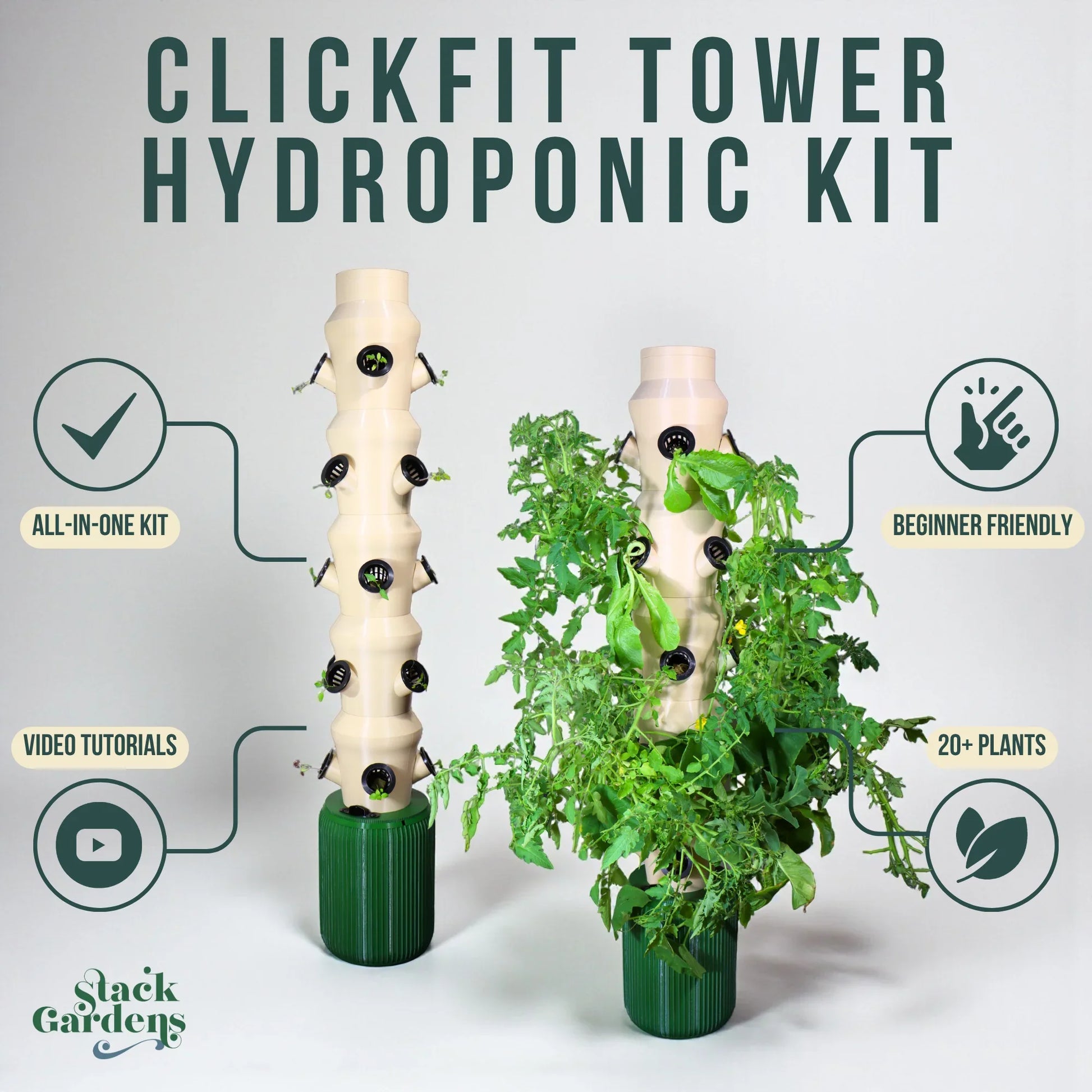 ClickFit Outdoor Hydroponic Tower - Stack Gardens