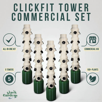 Outdoor Commercial Set - ClickFit Hydroponic Tower 5-Pack - Stack Gardens
